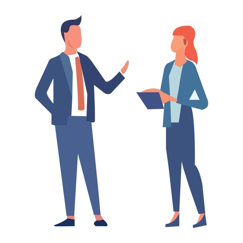 New Startup Business project isolated Two Business Man Talking cartoon illustrations vector