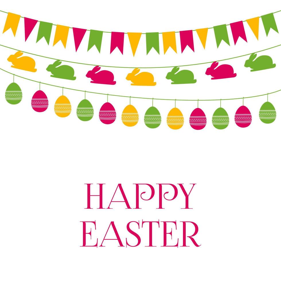Easter greeting card with garlands vector