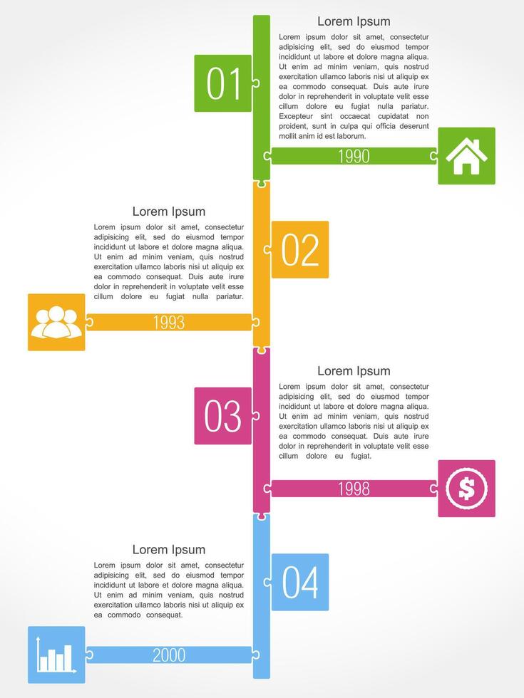 Timeline template, puzzle design vector