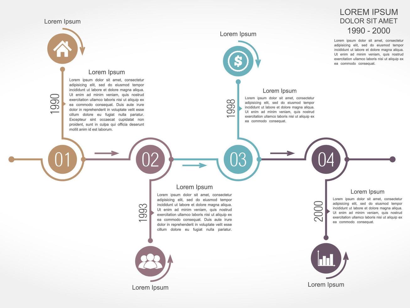Timeline infographics design template with four elements vector