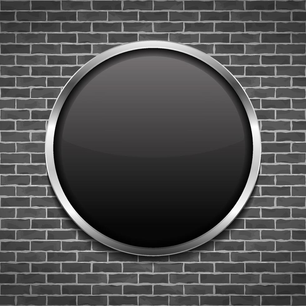 Black round frame on brick wall vector