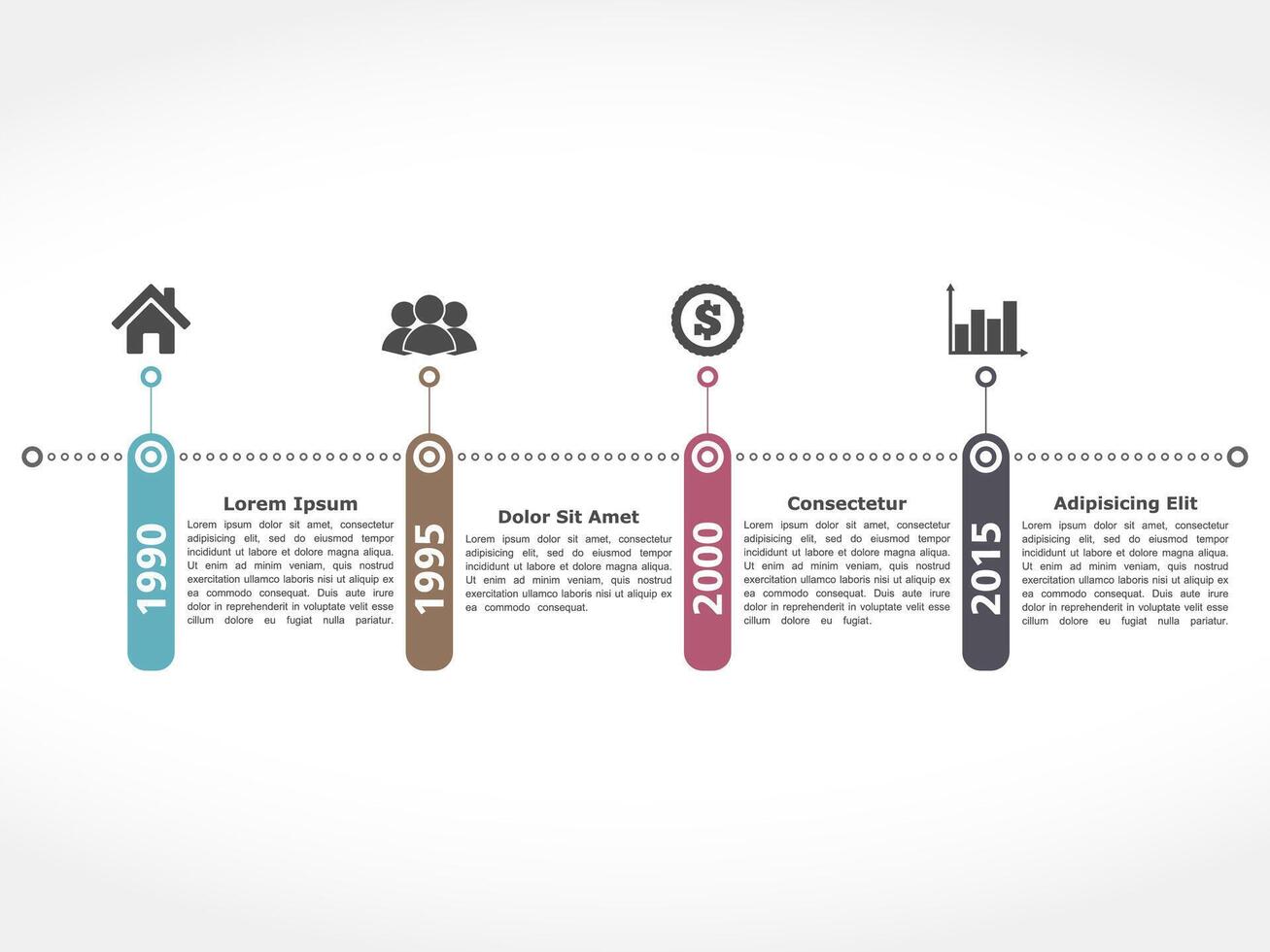 Horiztonal timeline design template vector