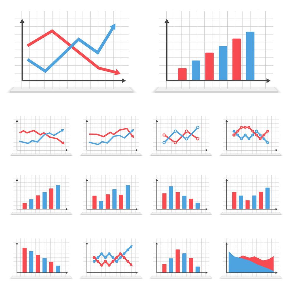 Set of different graphs on white background vector