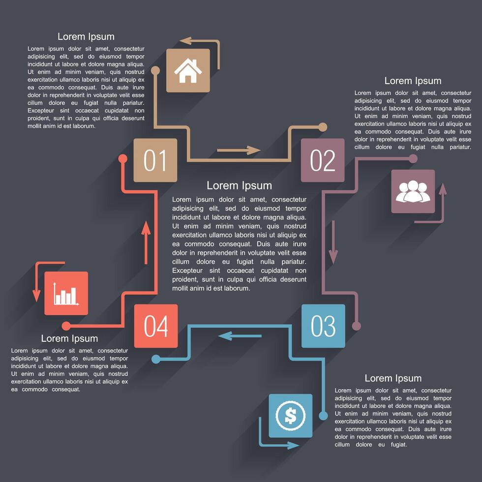 Diagram template with elements, dark background vector