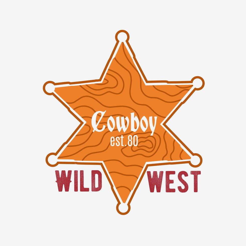 Cowboy Stars Wild West With Wood Texture Perfect for Print, Apparel, etc vector