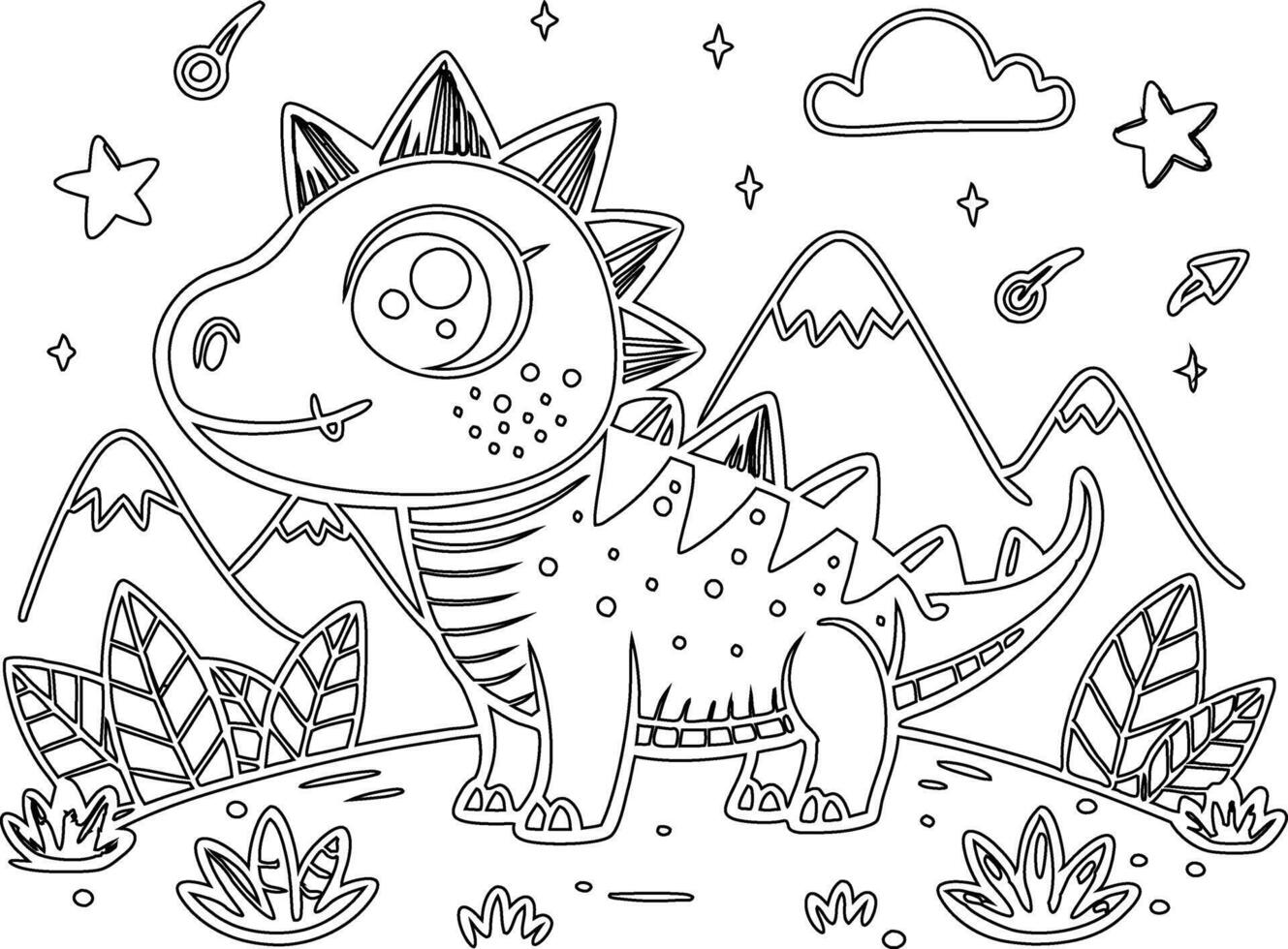 dinosaur coloring book for kids vector