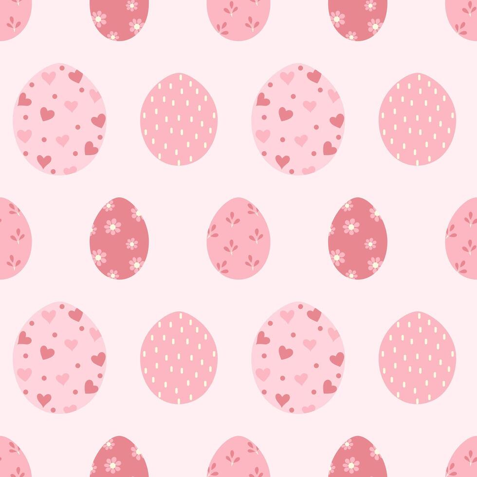 Seamless easter egg pattern in soft pink color. Illustration of infinitely repeating pattern. vector