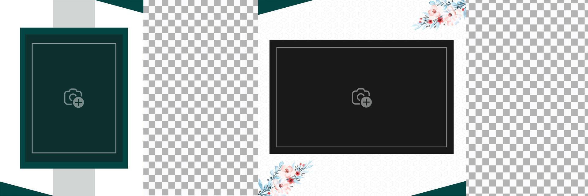 wedding photo collage template design vector