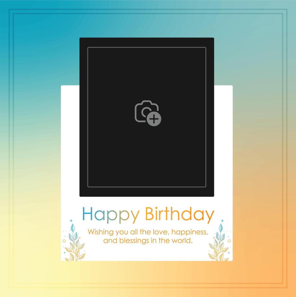Birthday photo template with colourful background vector