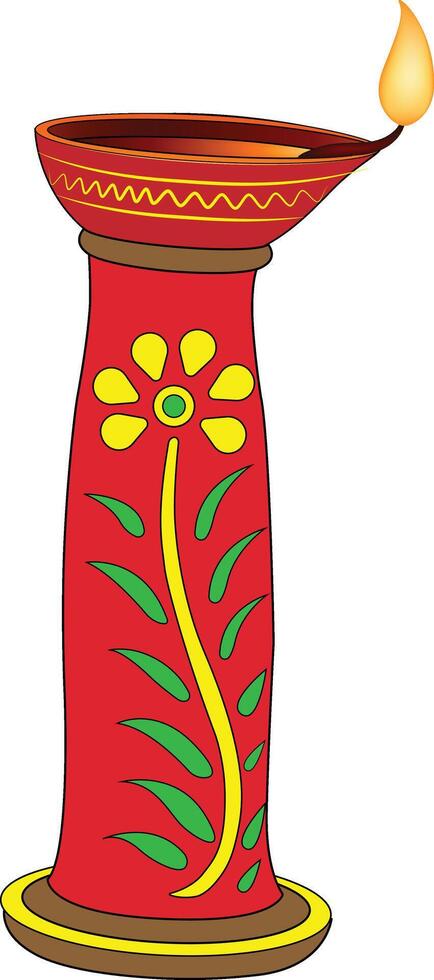 hindu puja element Prodip made by clay vector