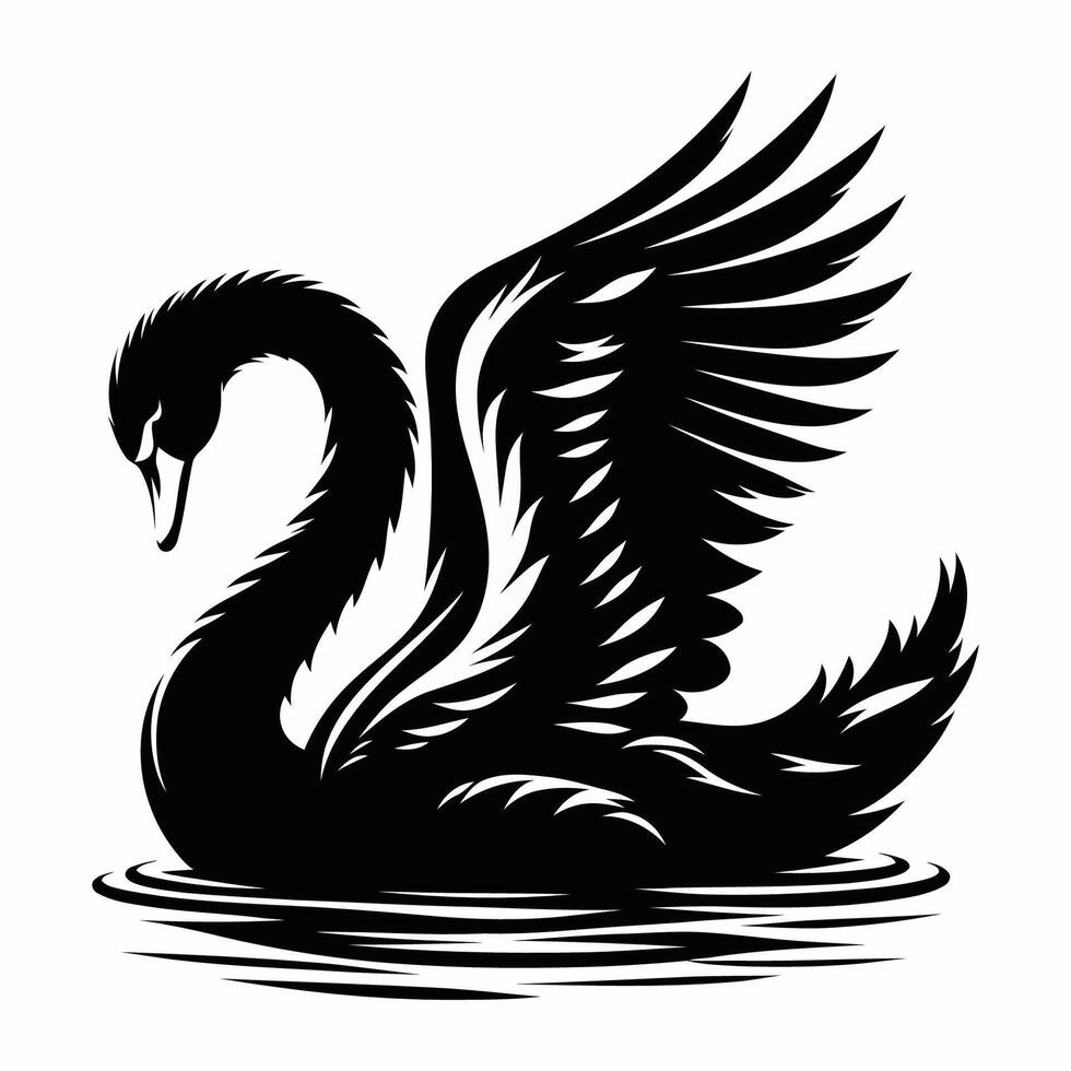 Swan with Raised Wing vector