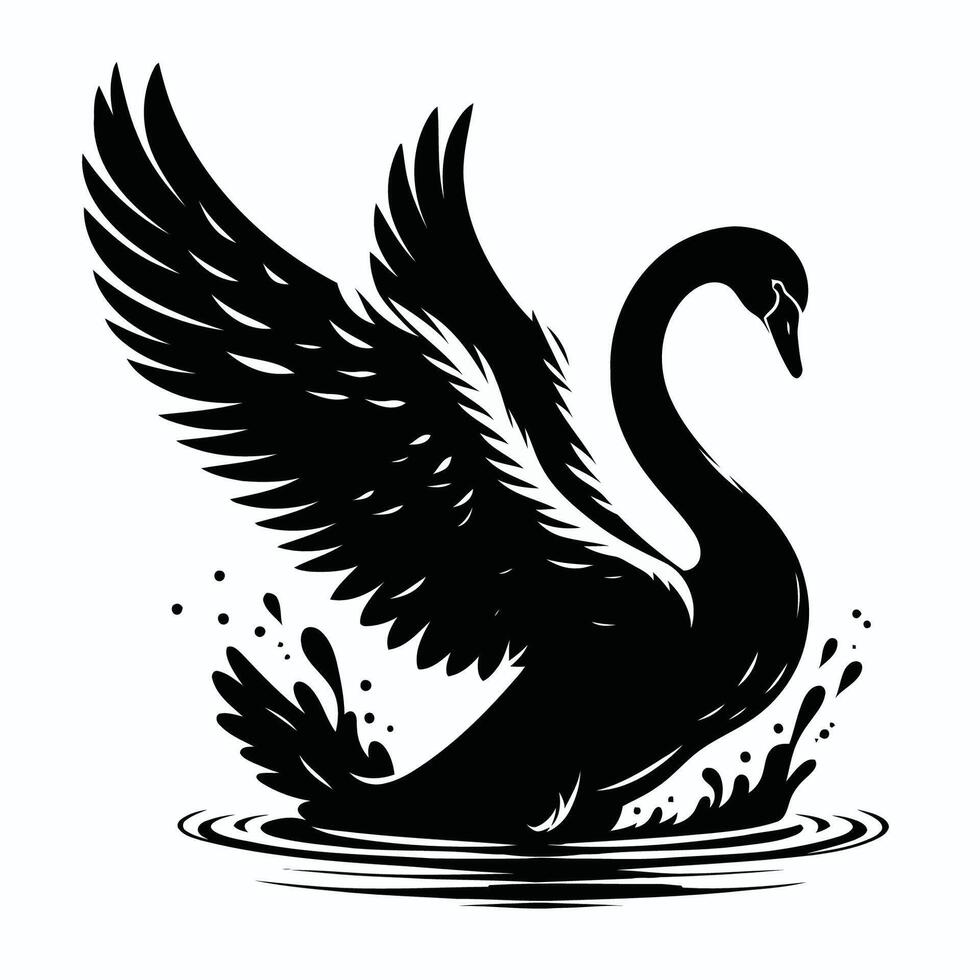 Swan with Outstretched Wings vector