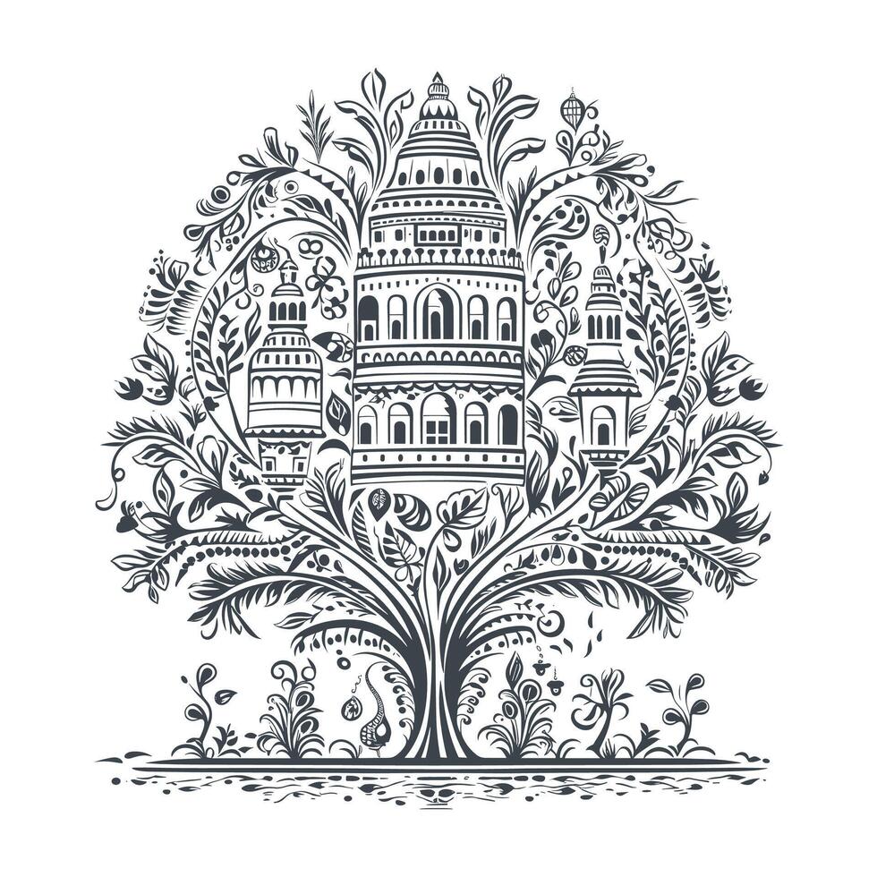 Architectural Fantasy with Nature vector
