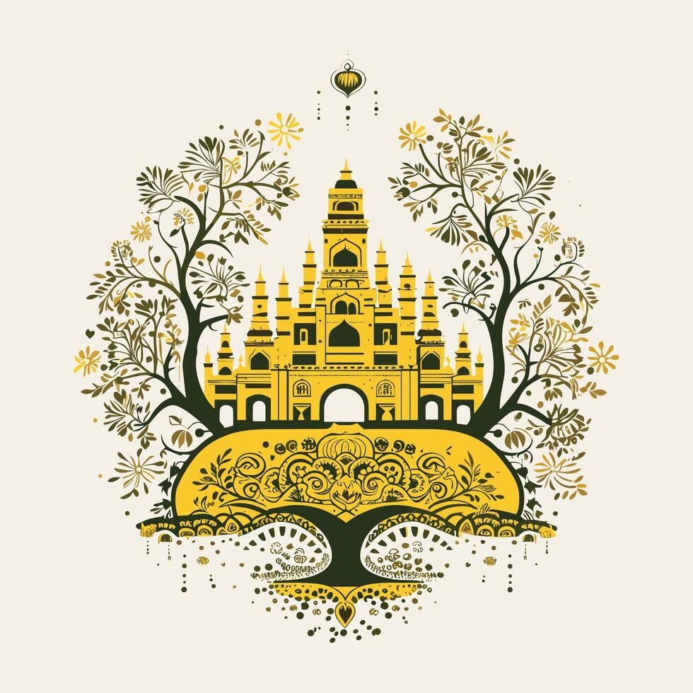 Mythical Castle in Enchanted Forest vector