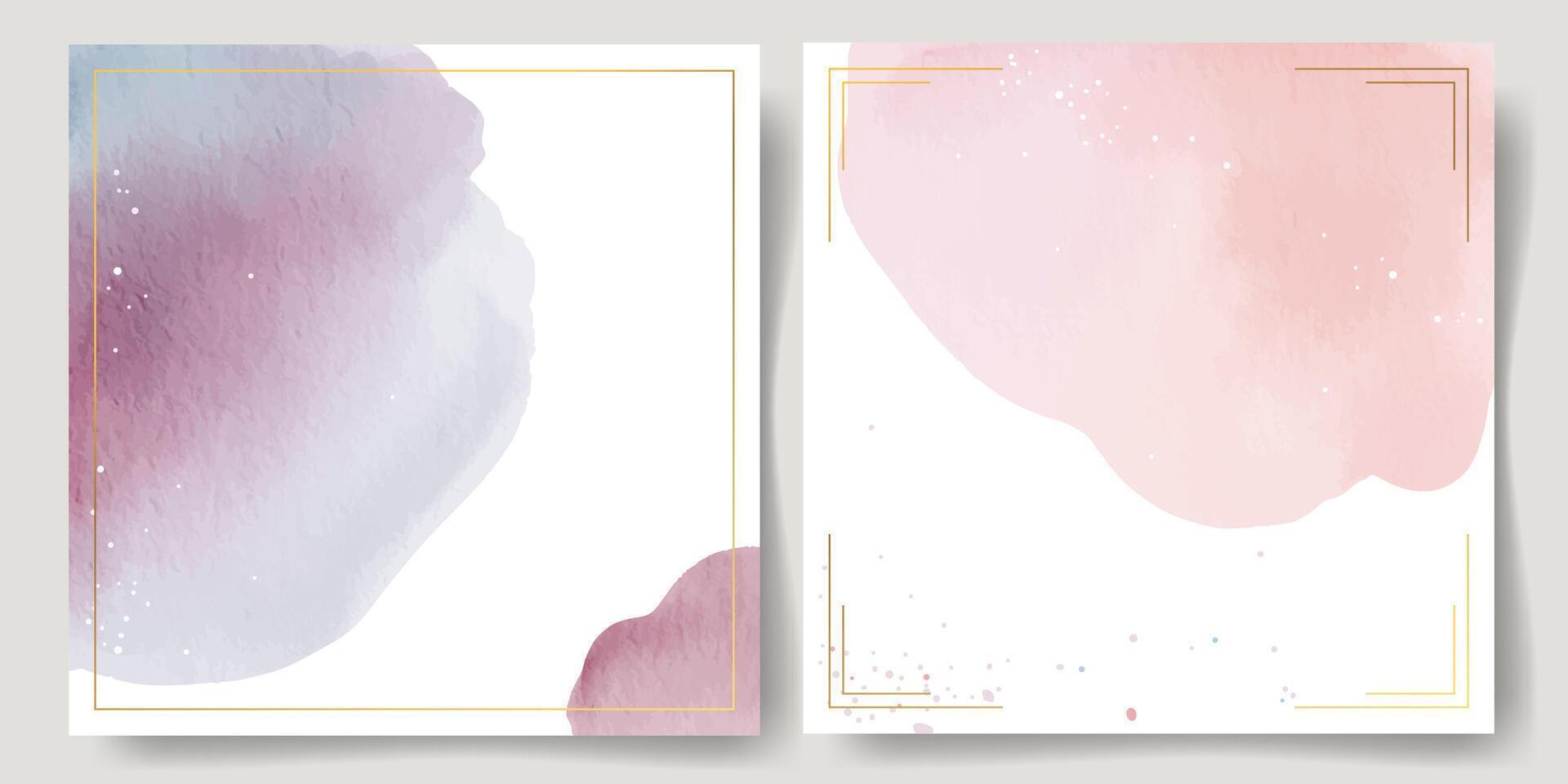 Trendy frames with watercolor stains. Set of watercolor backgrounds. Hand drawn abstract shapes. vector