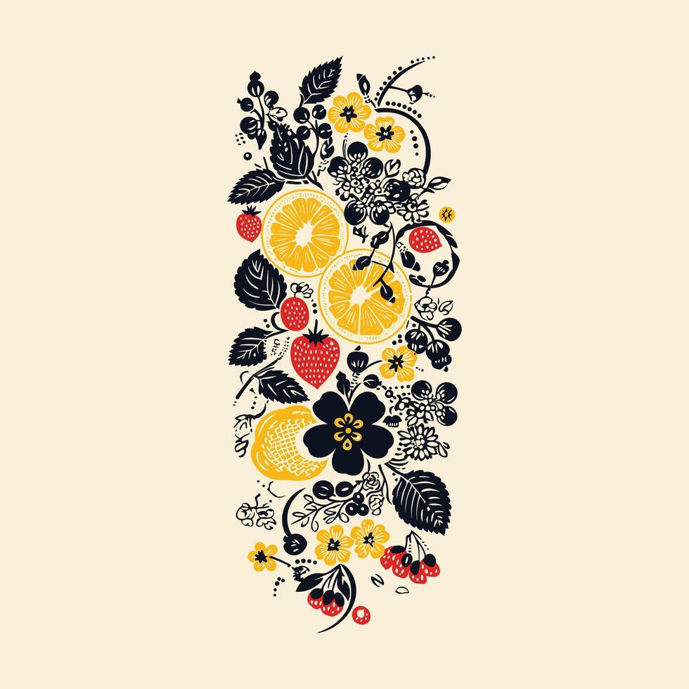 Abstract Botanical Art Motif vector
