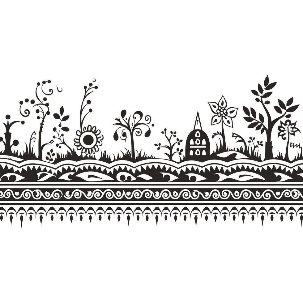 Hand-Drawn Paisley Floral Art vector