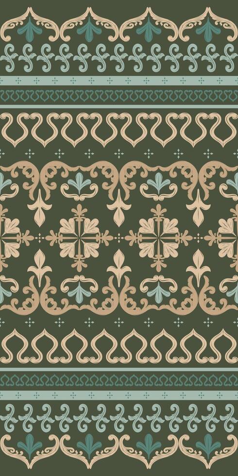 Royal Scroll Ornament Traditional Ancient Embroidery of Wealth Elaborate Exquisitely Pattern for textiles, wallpapers, packaging for an elegant, timeless look. Detailed Rich Border Seamless vector