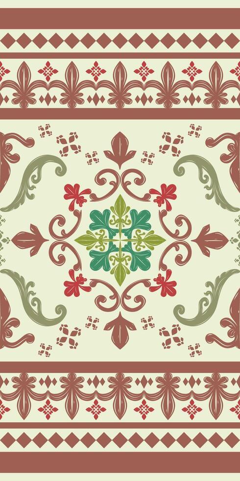 Elaborate Classy Traditional Victorian Era Pattern Design with Hand Drawn Scroll Ornament Luxurious Mocha Mousse Element on Pale Green Background Elegance Seamless Border Pattern Silk Lace Embroidery vector