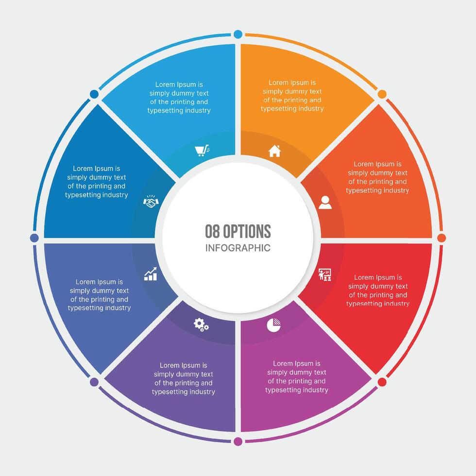 Circle Infographic Design With 8 Steps Process Workflow Diagram vector