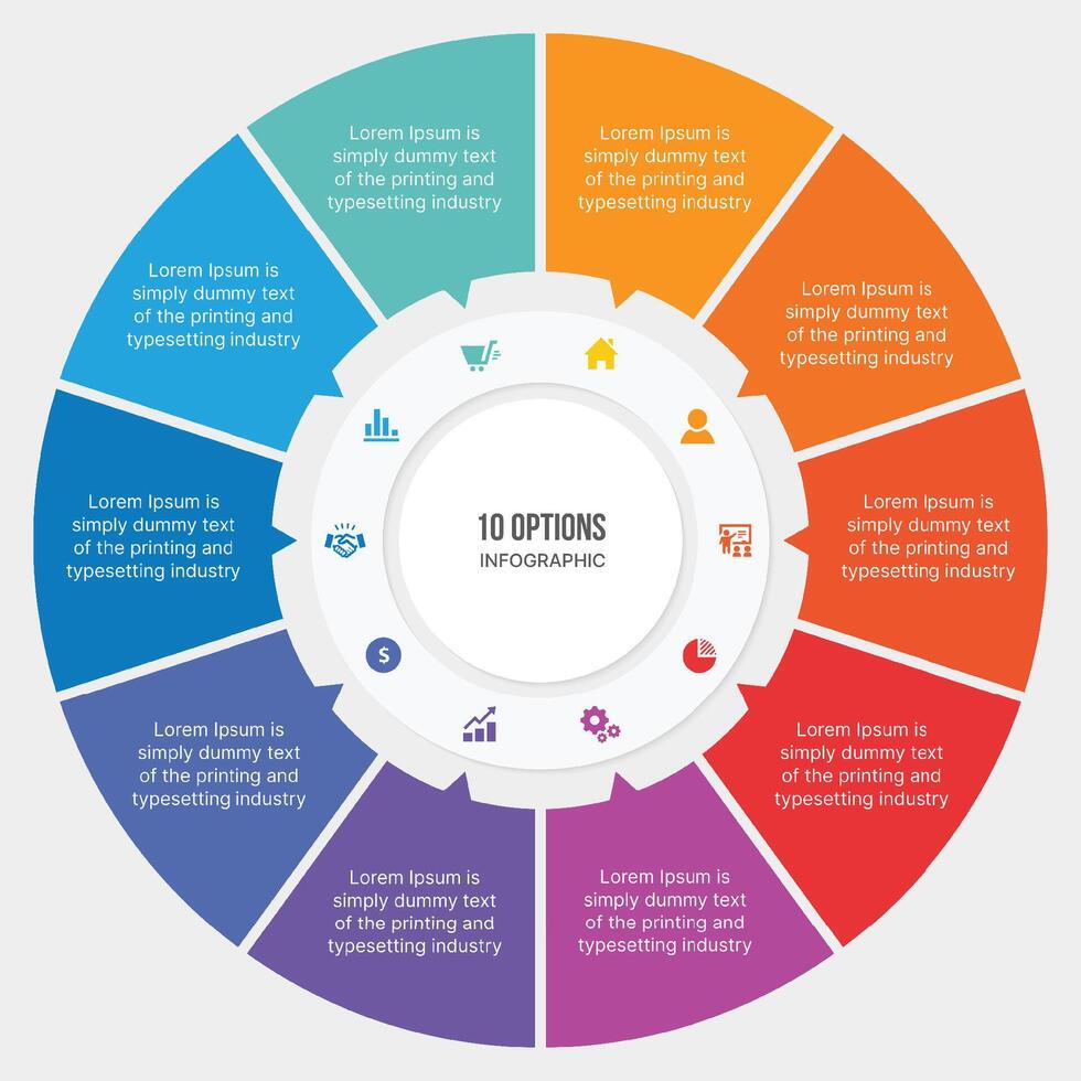 Cycle Infographic Template Design with 10 Step, Process Workflow Diagram vector