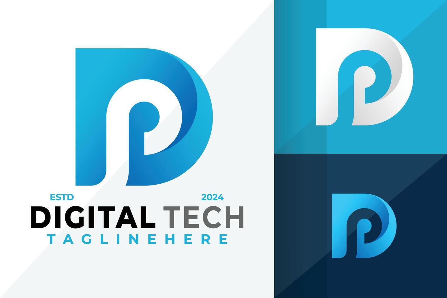 Letter Dp or Pd Tech Symbol Logo Icon Design Illustration vector