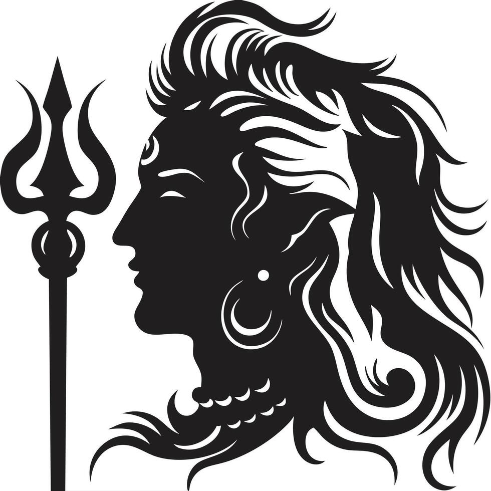 Lord Shiva Silhouette Powerful Hindu Deity Illustration vector