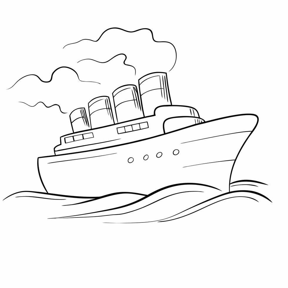 Classic Steamship Drawing Elegant Maritime Artwork vector
