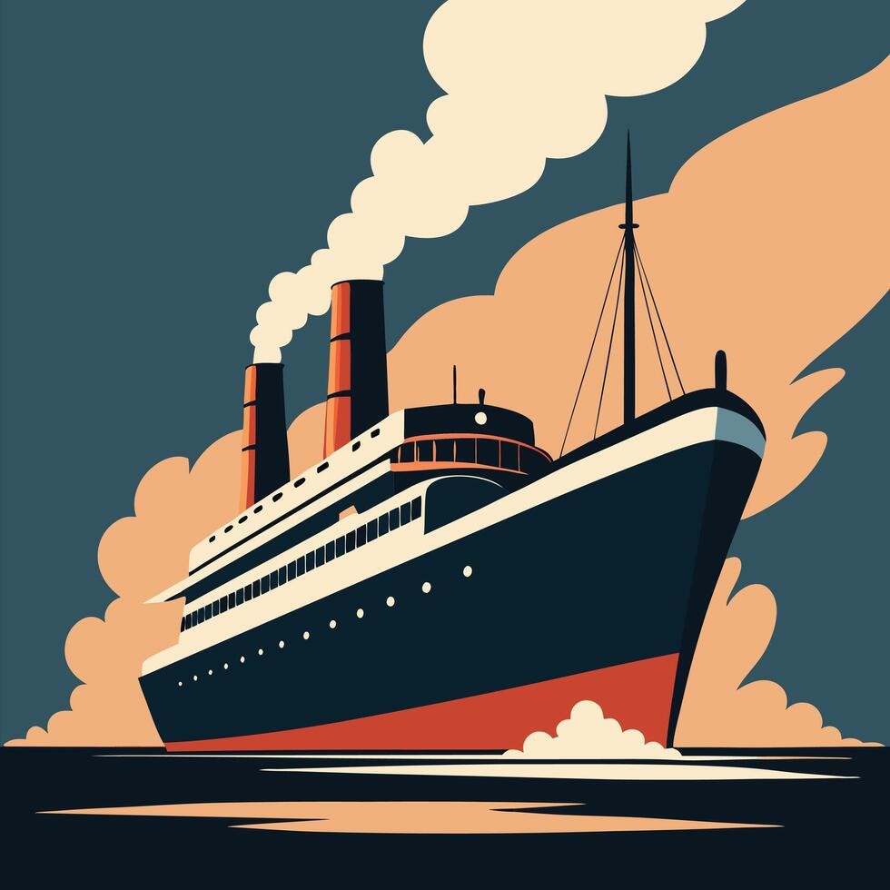 Elegant Steamship Artwork Timeless Black and White Design vector