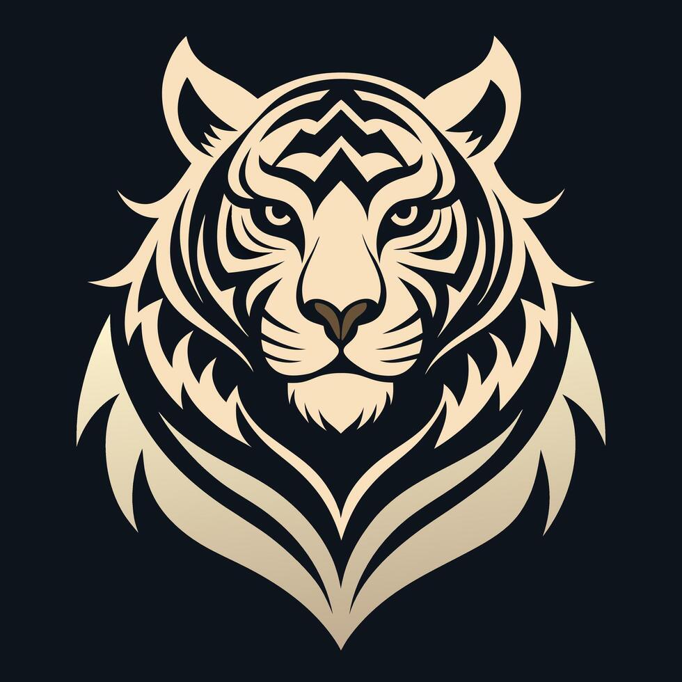 Aggressive Tribal Tiger Fierce and Bold Tattoo Outline vector