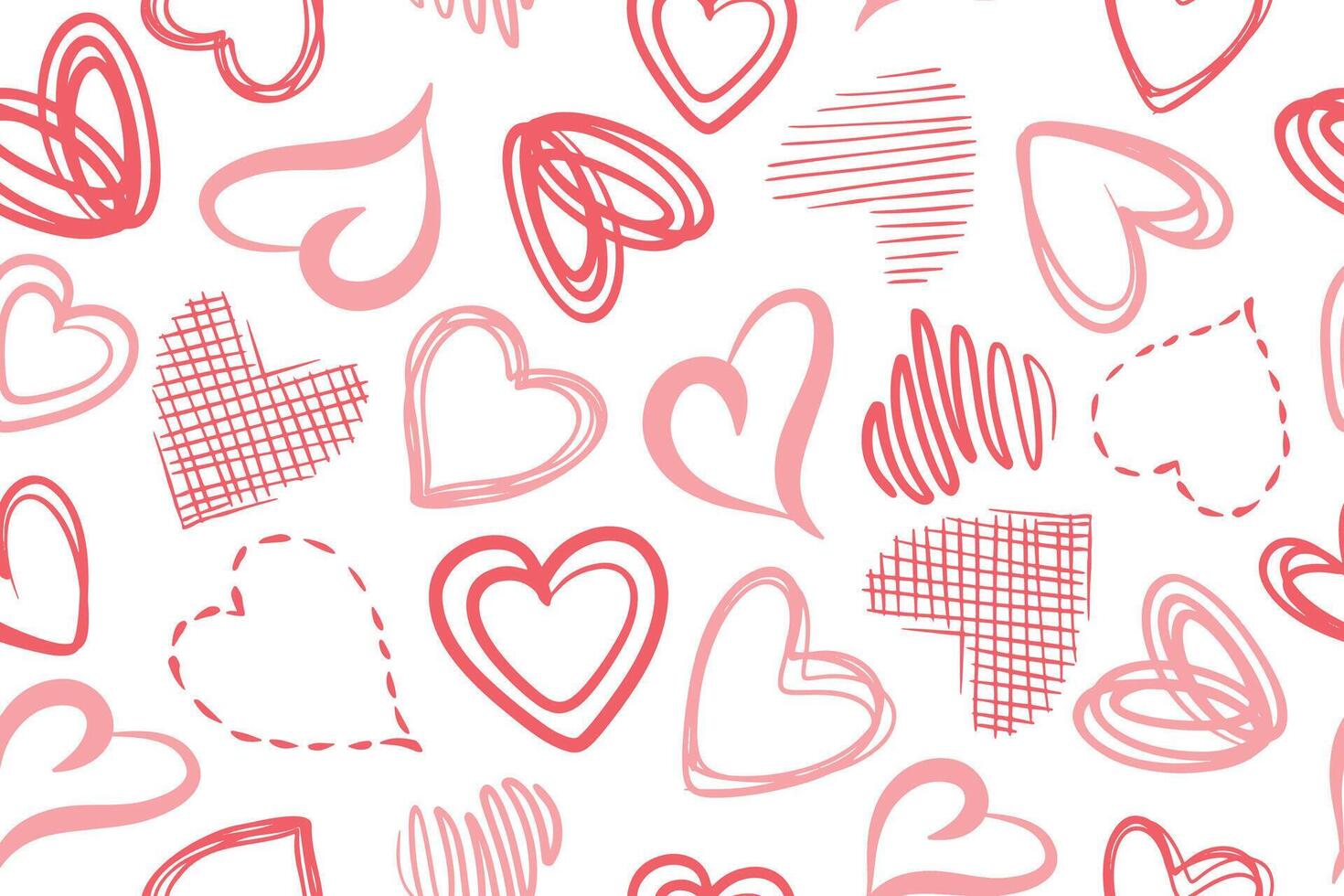 Seamless pattern of hearts of different shapes. Modern abstract background with beautiful hearts. illustration vector