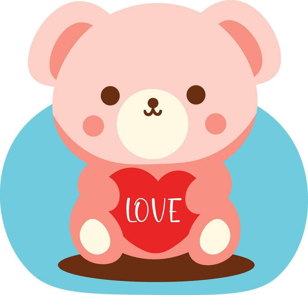 Beautiful Teddy Bear with love heart symbol clipart illustration pink colour teddy bear stylish sticker type for animation vector