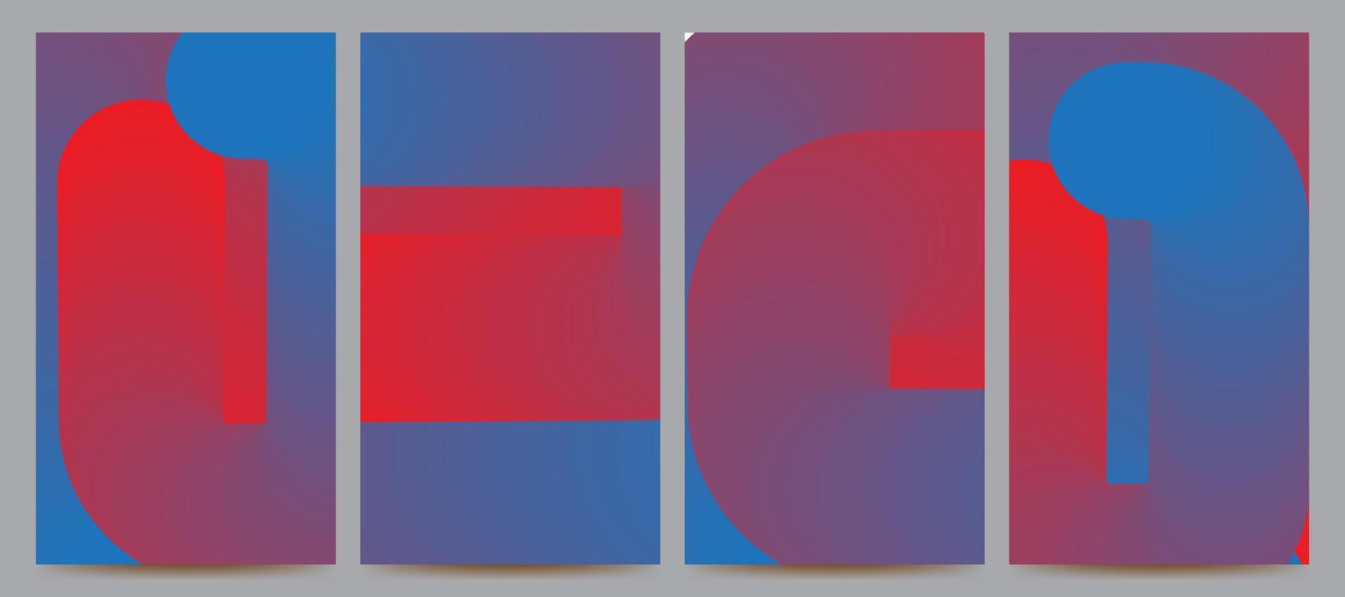 blue red abstract gradient background set for banner, poster, brochure, flyer, template, design, etc vector