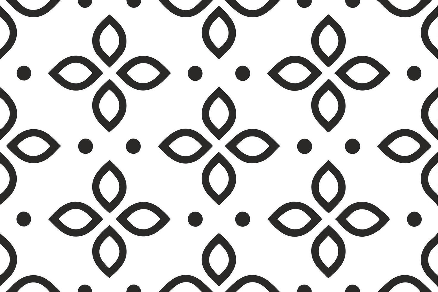 Geometric black and white pattern floral motif design. vector