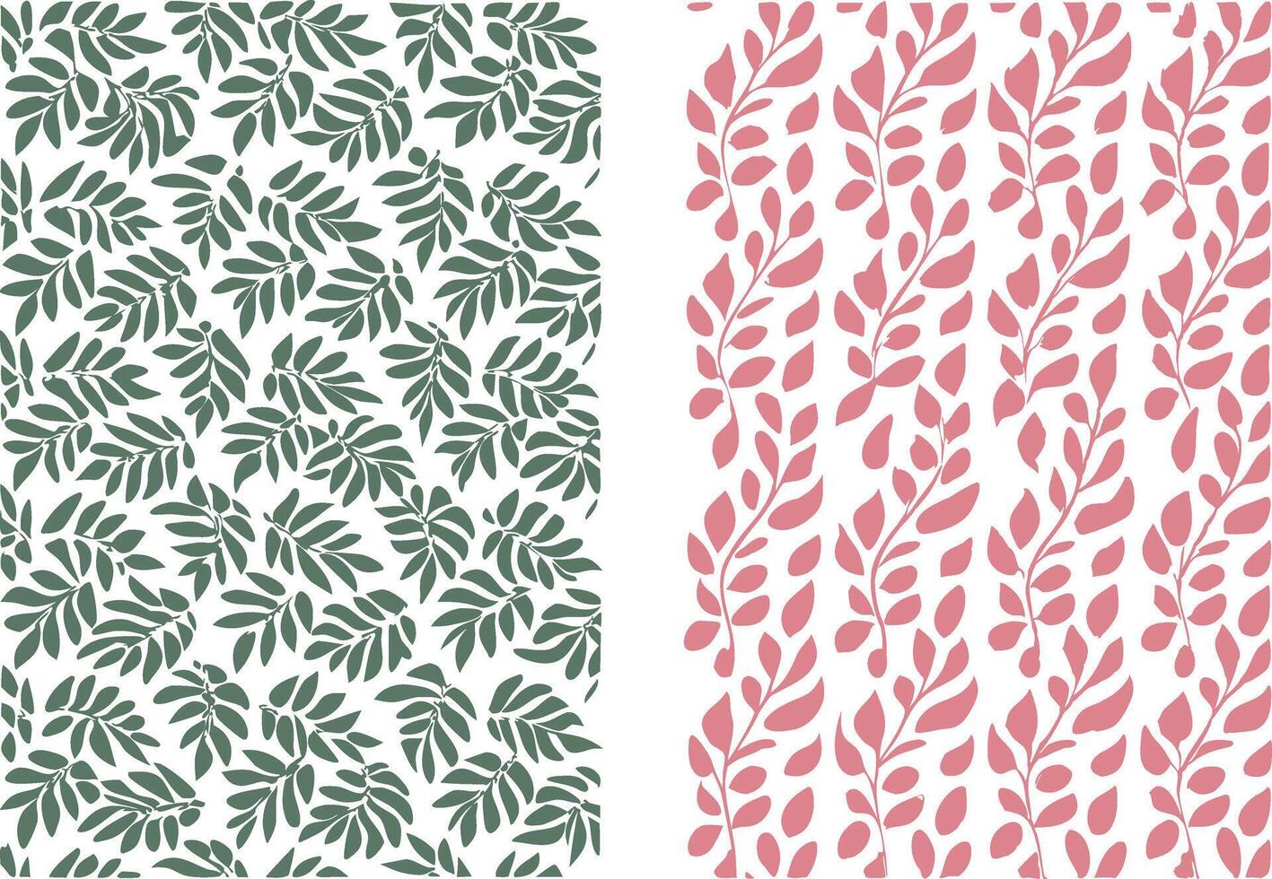 Botanical pattern teal leaves on white background. vector