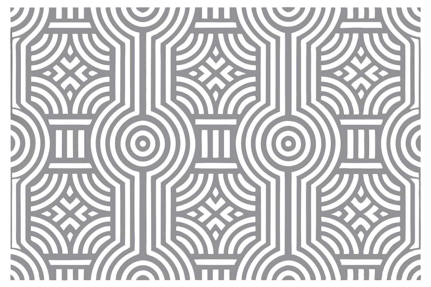 Geometric Mandala Pattern Floral Motif Design gray color illustration. vector