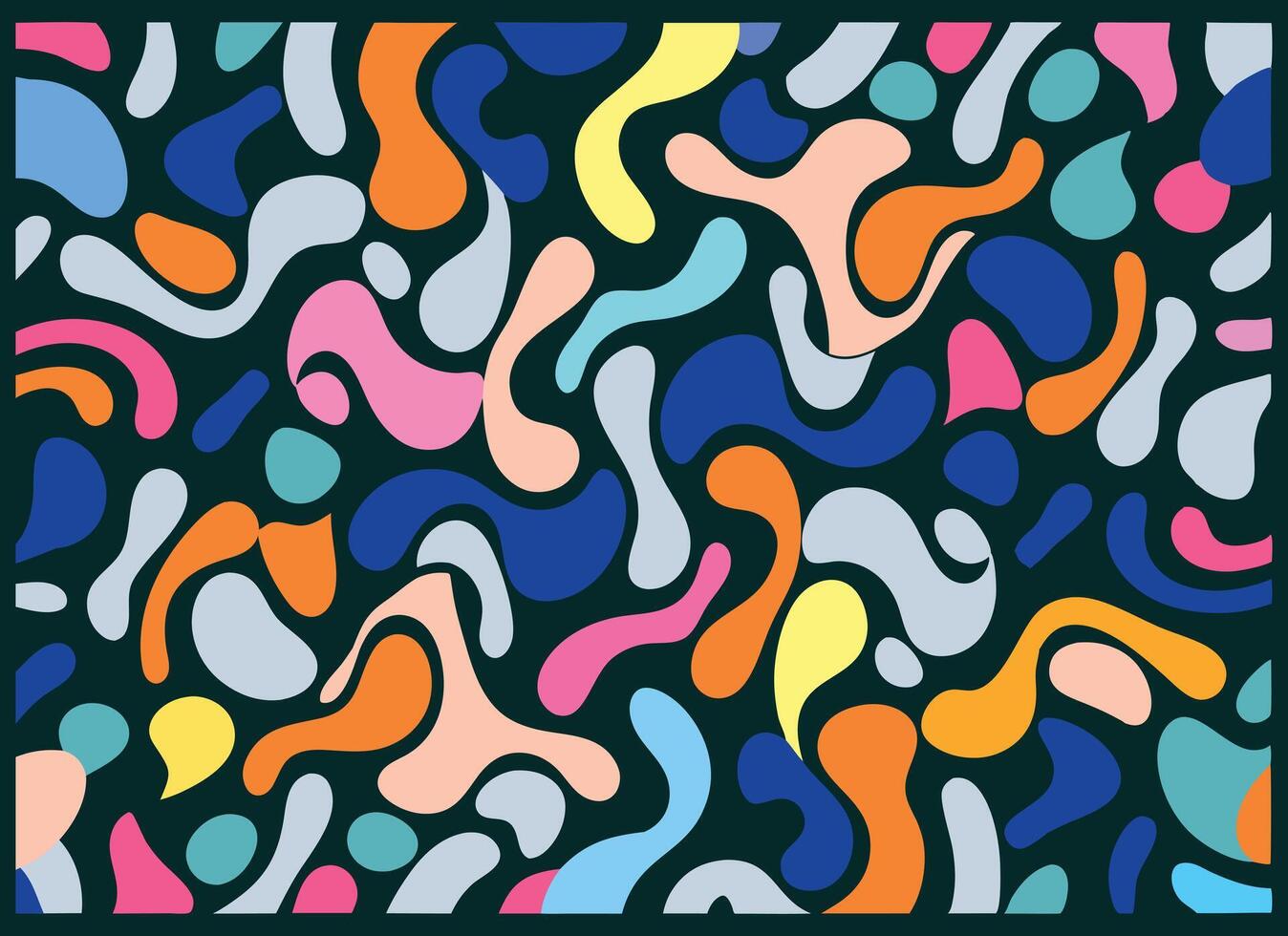 Abstract pattern thin coloring lines black background. Seamless repeating pattern illustration. vector