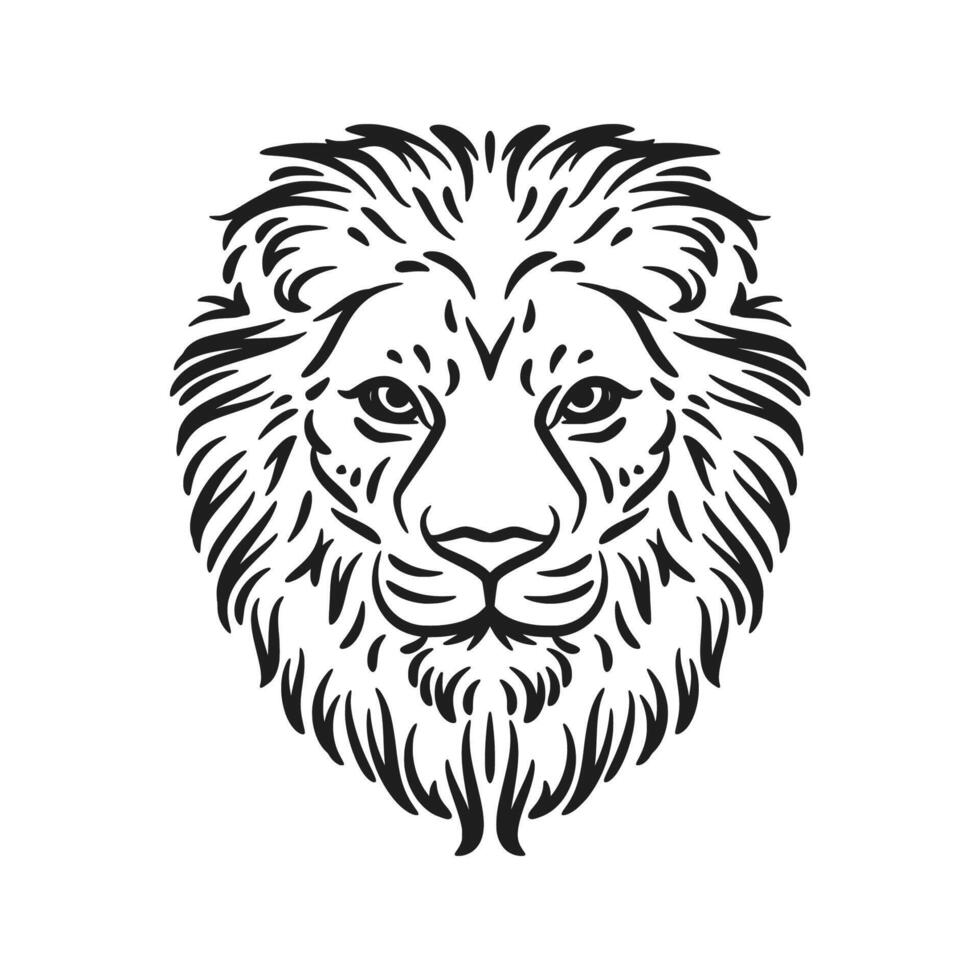 Lion Head Line Art Striking Symbol vector