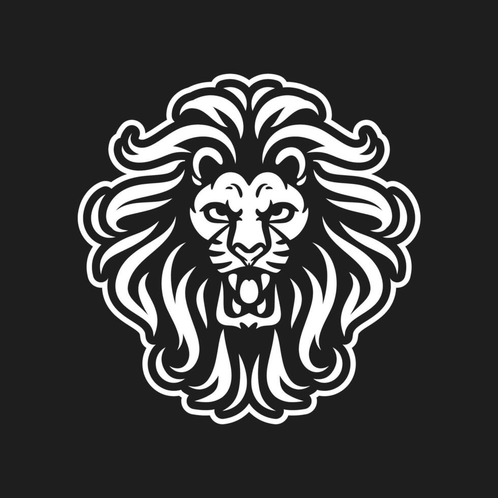 Modern Lion Head Line Art Emblem vector