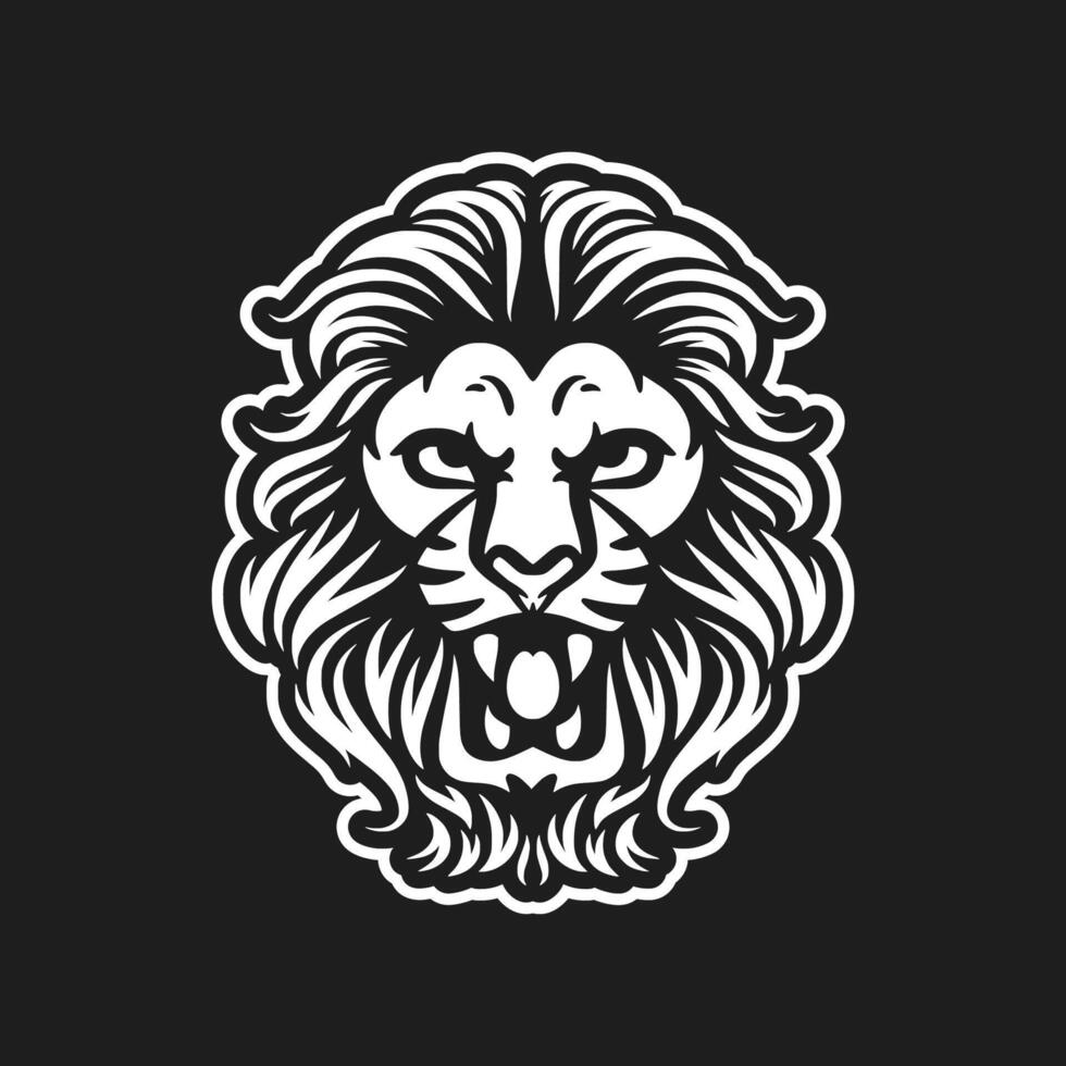 Striking Lion Head Outline Art vector