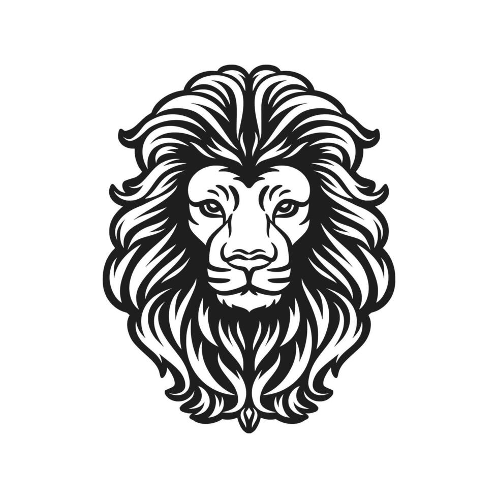 Lion Head Line Art Badge Concept vector