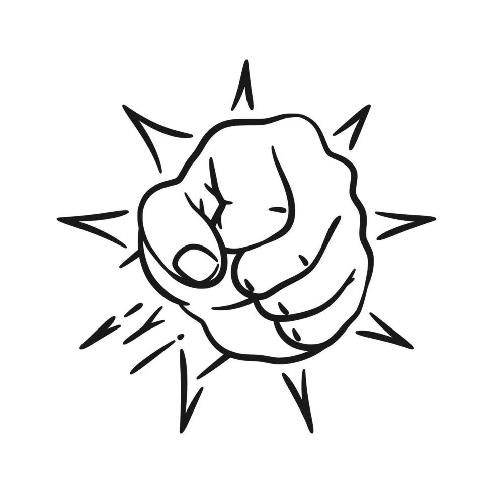 Striking Fist Punch Line Art Hand Drawing vector