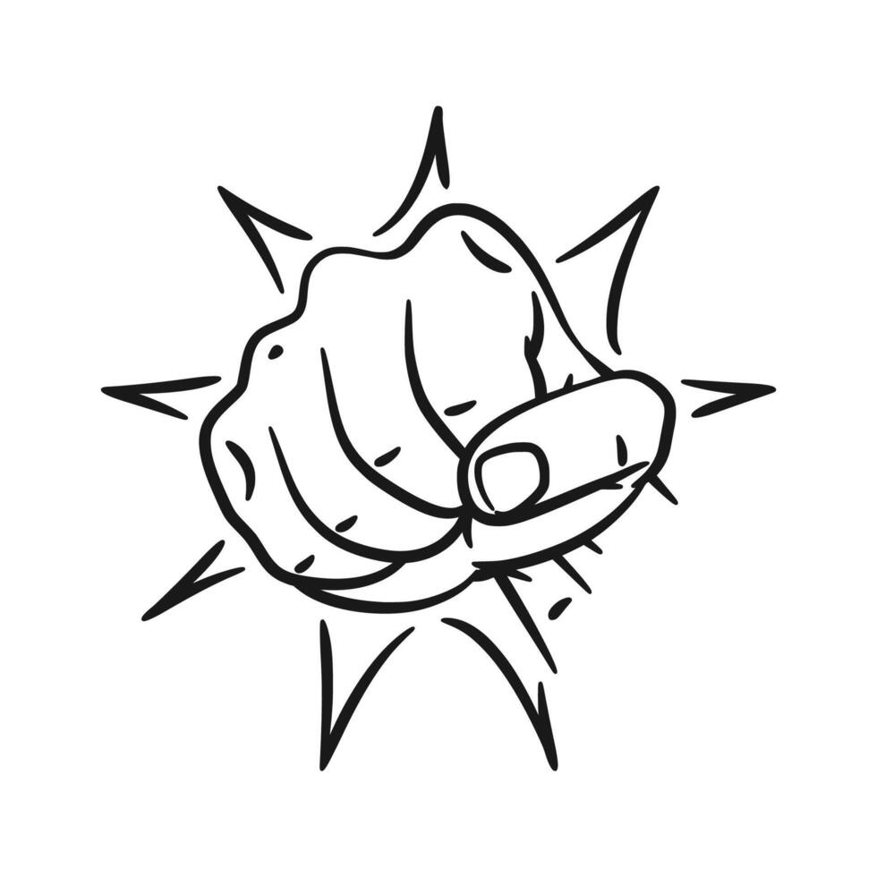 Clenched Fist Punch Line Art Illustration vector