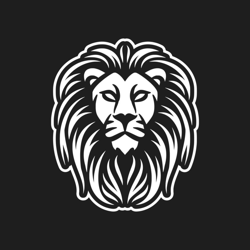 Timeless Lion Head Line Art Icon vector