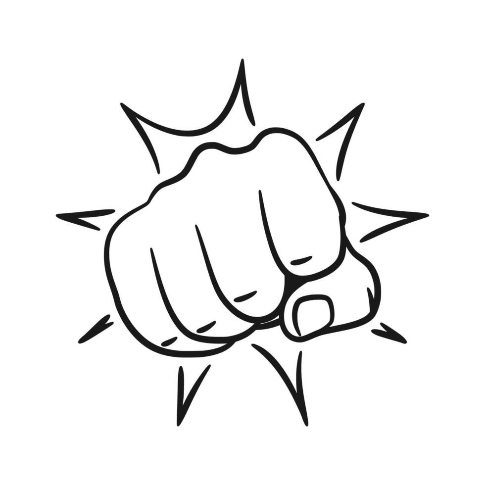 Powerful Clenched Fist Line Art vector