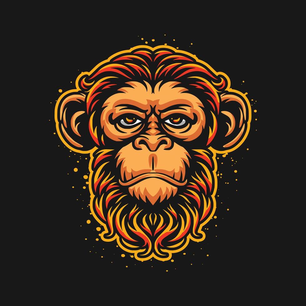 Tropical Monkey Head Logo Illustration vector