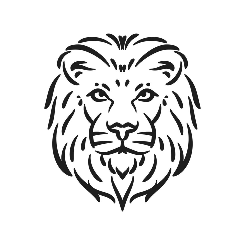 Lion Head Line Art Bold Outline vector