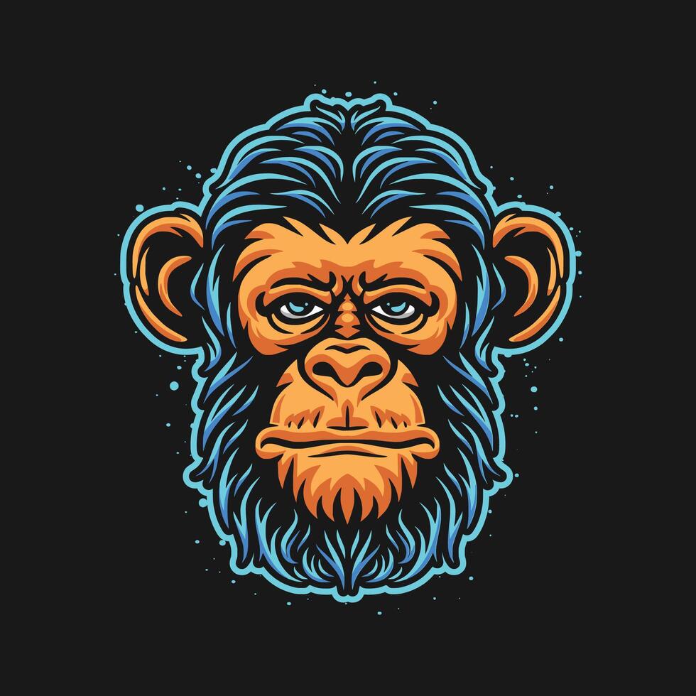 Fun Monkey Head Emblem Design vector