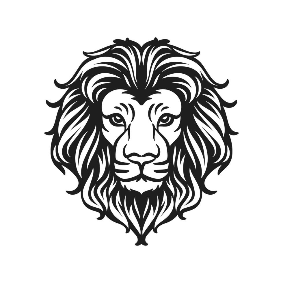 Lion Head Line Art Elegant Design vector