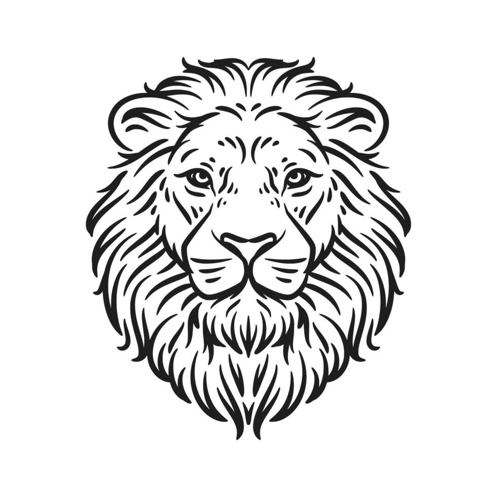Lion Head Line Art Emblem Design vector